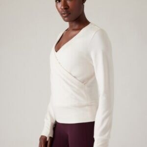 NWT Athleta Recharge Sweatshirt Cozy Faux Wrap Waist